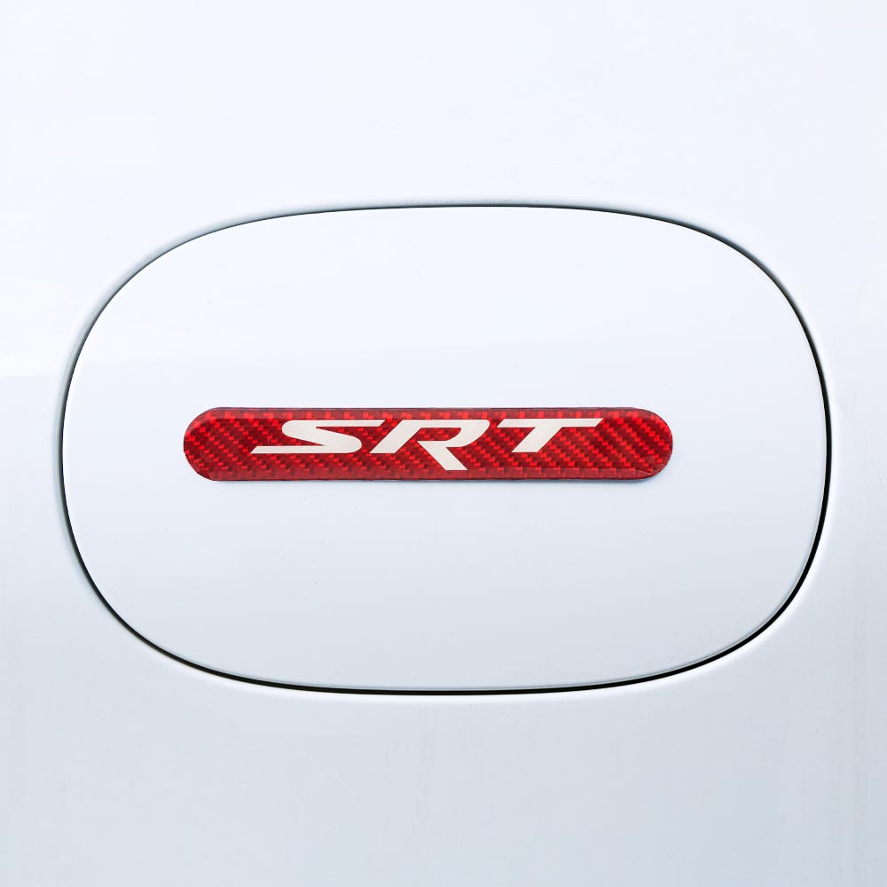 Brand New 1PCS SRT Real Carbon Fiber Red Car Trunk Side Fenders Door Badge Scratch Guard Sticker