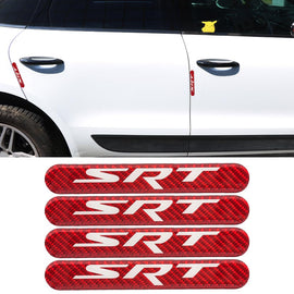 Brand New 4PCS SRT Real Carbon Fiber Red Car Trunk Side Fenders Door Badge Scratch Guard Sticker