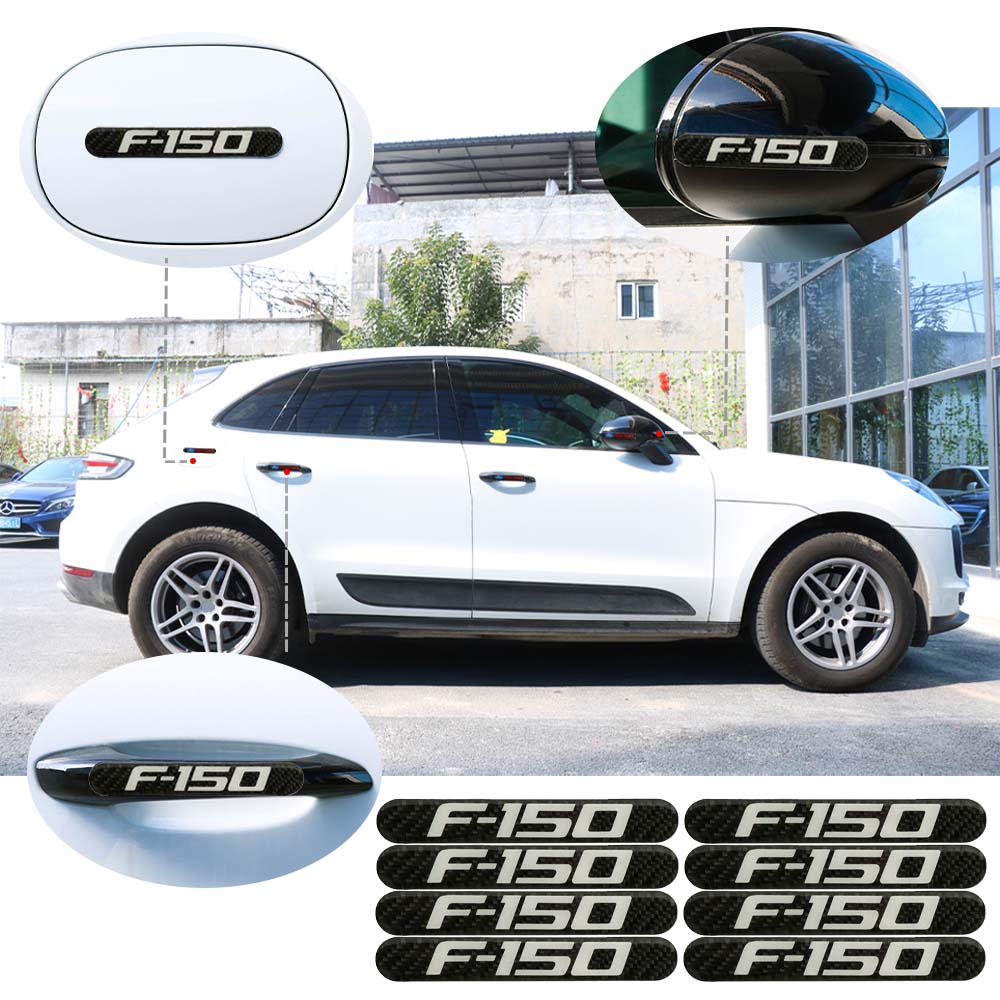 Brand New 8PCS F150 Real Carbon Fiber Black Car Trunk Side Fenders Door Badge Scratch Guard Sticker