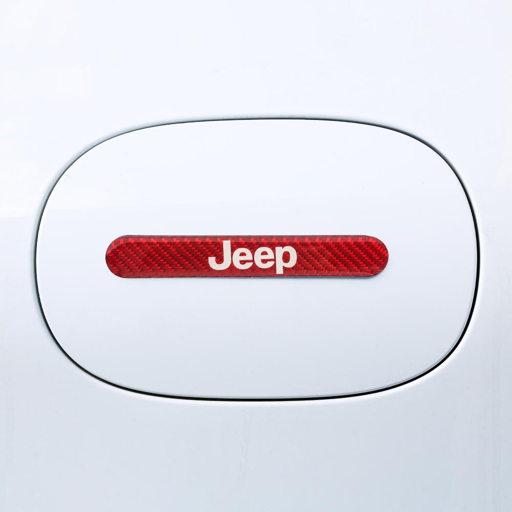 Brand New 2PCS Jeep Real Carbon Fiber Red Car Trunk Side Fenders Door Badge Scratch Guard Sticker