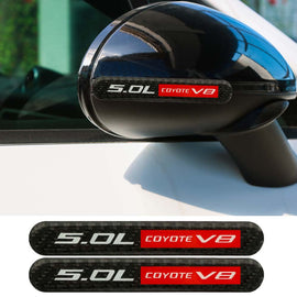 Brand New 2PCS 5.0L COYOTE V8 Real Carbon Fiber Black Car Trunk Side Fenders Door Badge Scratch Guard Sticker