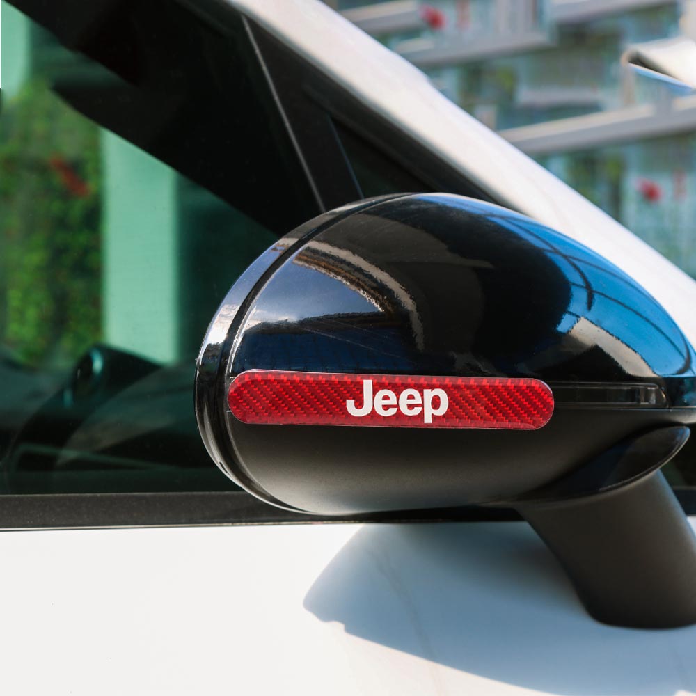 Brand New 1PCS Jeep Real Carbon Fiber Red Car Trunk Side Fenders Door Badge Scratch Guard Sticker