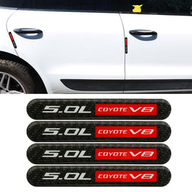 Brand New 4PCS 5.0L COYOTE V8 Real Carbon Fiber Black Car Trunk Side Fenders Door Badge Scratch Guard Sticker