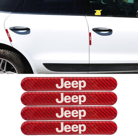 Brand New 4PCS Jeep Real Carbon Fiber Red Car Trunk Side Fenders Door Badge Scratch Guard Sticker