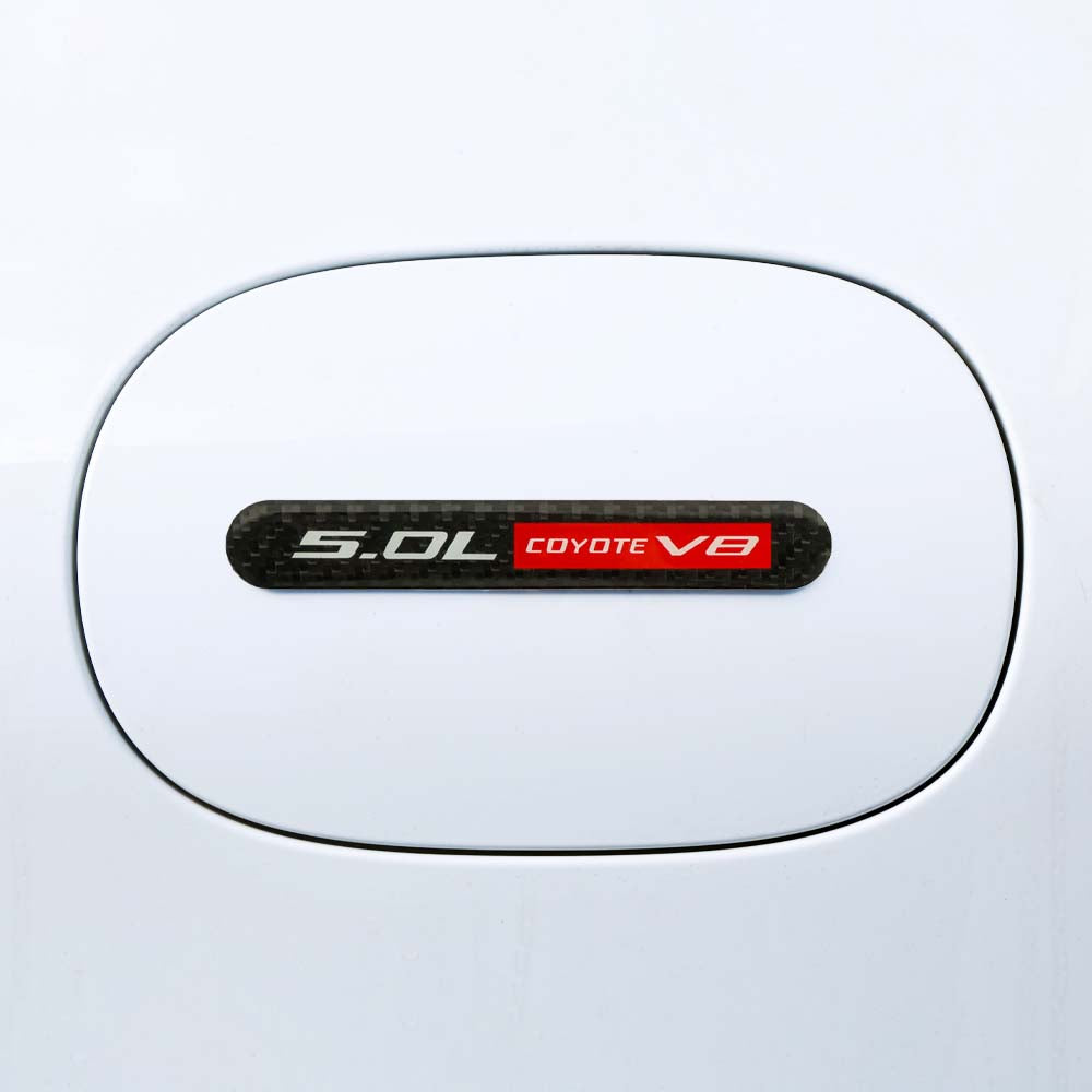 Brand New 1PCS 5.0L COYOTE V8 Real Carbon Fiber Black Car Trunk Side Fenders Door Badge Scratch Guard Sticker