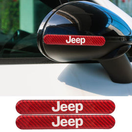 Brand New 2PCS Jeep Real Carbon Fiber Red Car Trunk Side Fenders Door Badge Scratch Guard Sticker