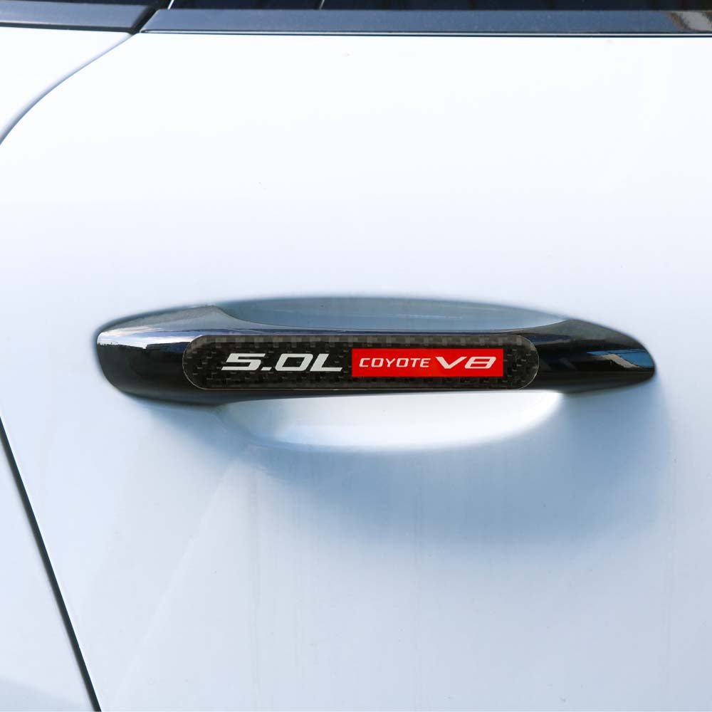 Brand New 1PCS 5.0L COYOTE V8 Real Carbon Fiber Black Car Trunk Side Fenders Door Badge Scratch Guard Sticker
