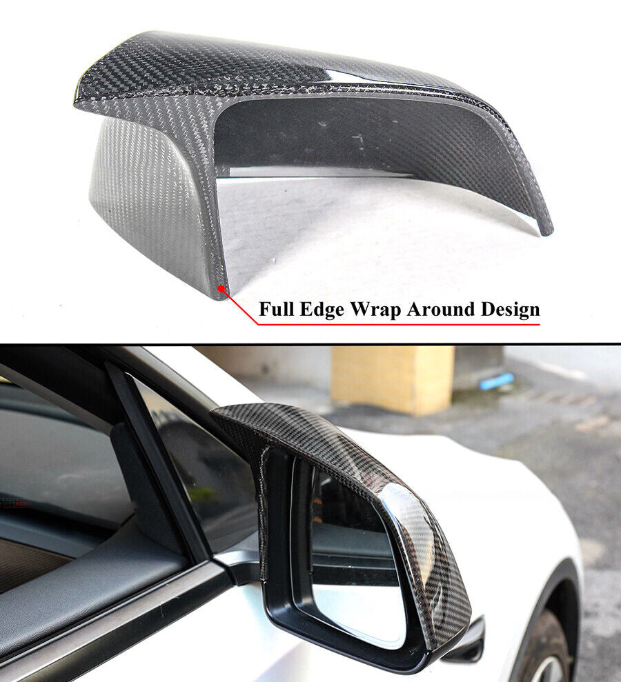 Brand New Real Carbon Fiber M Style Car Side Mirror Add On Cover Caps For 2016-2024 Tesla Model X