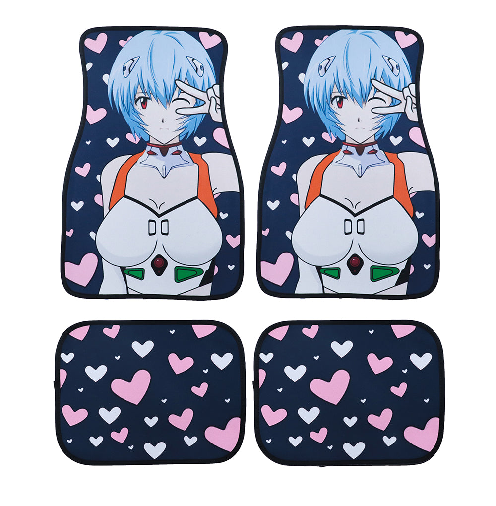 Brand New 4PCS UNIVERSAL ANIME GIRLS Racing Fabric Car Floor Mats Interior Carpets