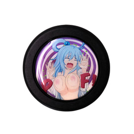 Brand New Universal Anime Hentai Car Horn Button Black Steering Wheel Center Cap