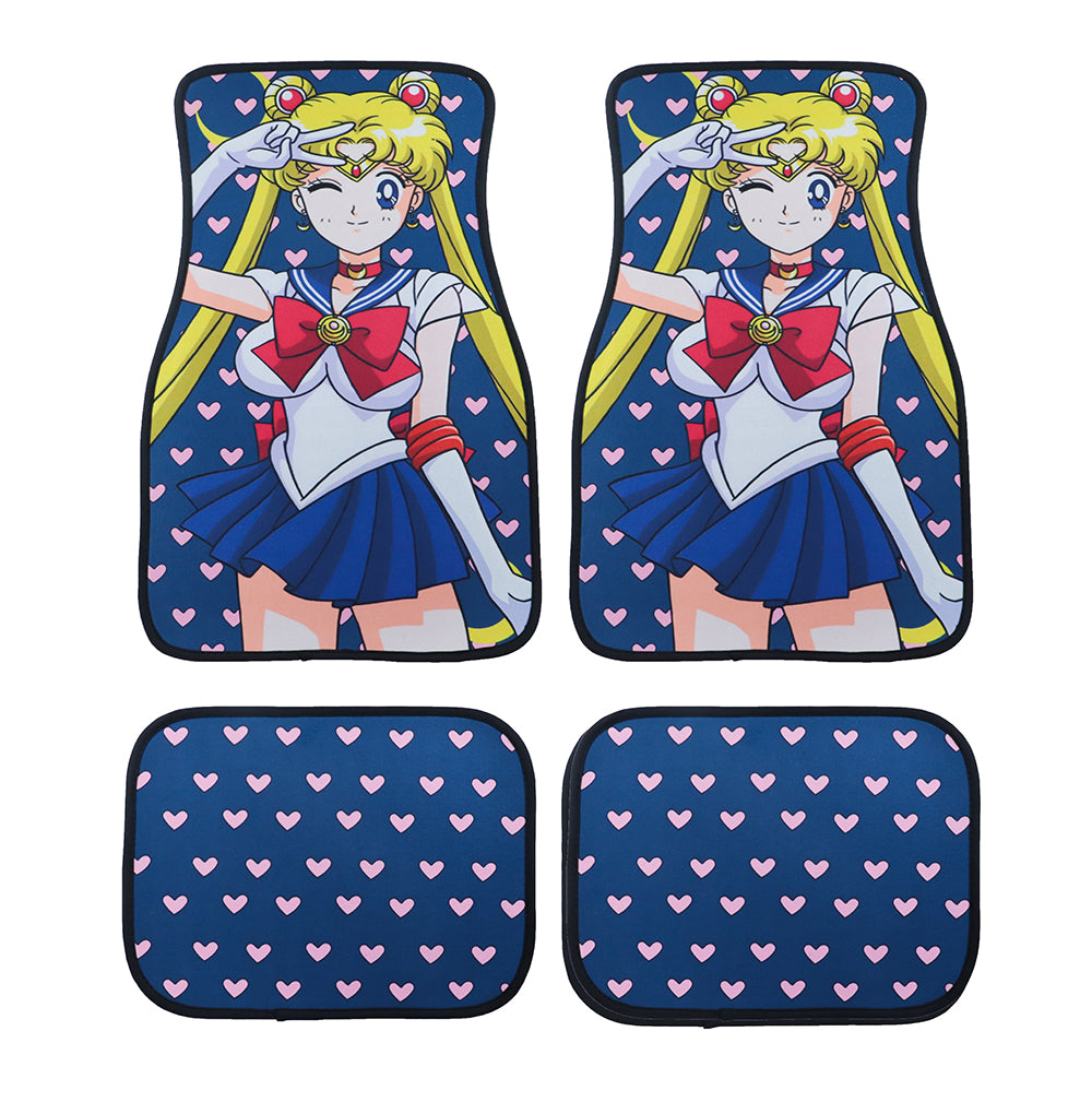 Brand New 4PCS UNIVERSAL ANIME SAILOR MOON Racing Fabric Car Floor Mats Interior Carpets