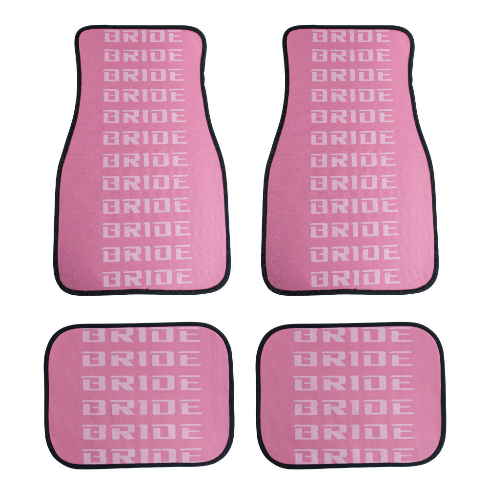 Brand New 4PCS UNIVERSAL BRIDE PINK Racing Fabric Car Floor Mats Interior Carpets