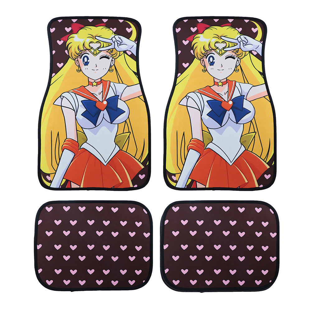 Brand New 4PCS UNIVERSAL ANIME SAILOR VENUS Racing Fabric Car Floor Mats Interior Carpets