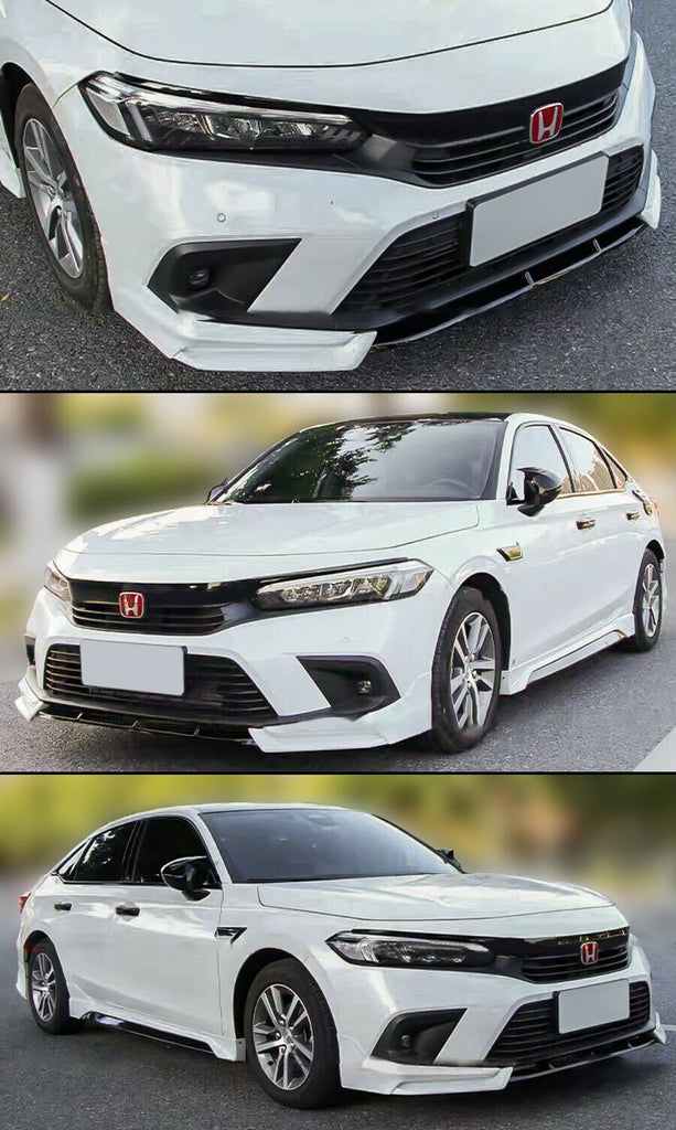 BRAND NEW 3PCS 2022-2023 Honda Civic 11th Gen Yofer Pearl White Front Bumper Lip Splitter Kit