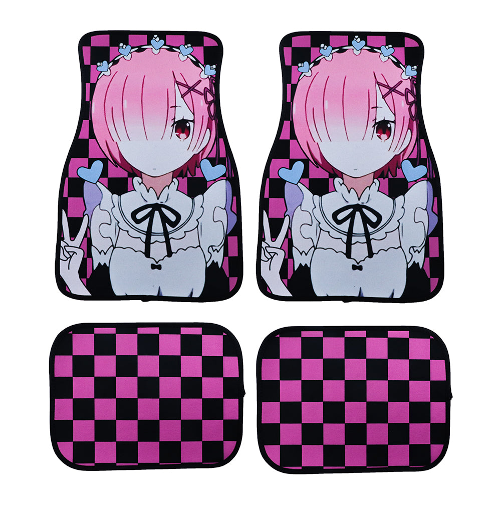 Brand New 4PCS UNIVERSAL ANIME HENTAI Racing Fabric Car Floor Mats Interior Carpets