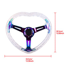 Load image into Gallery viewer, Brand New Universal 6-Hole 350MM Heart Clear Deep Dish Vip Crystal Bubble Neo Spoke Steering Wheel