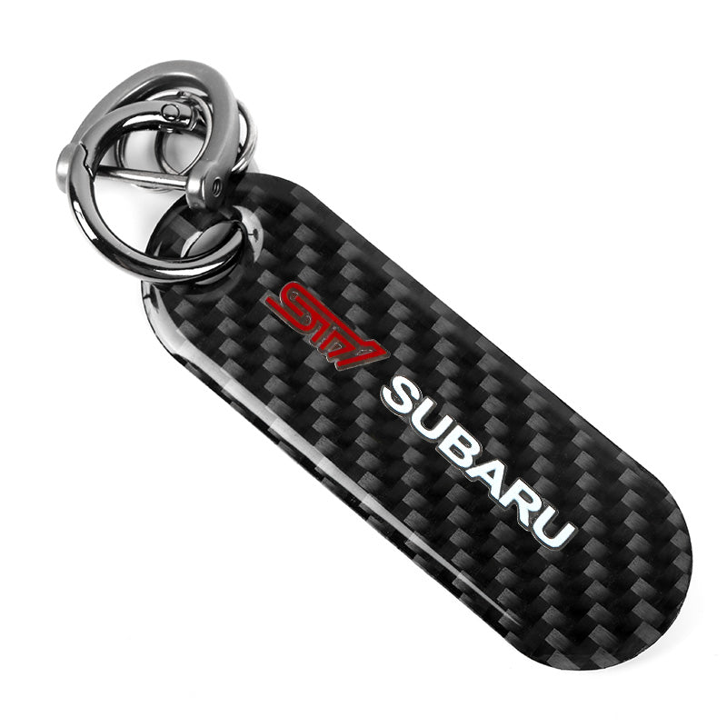 Brand New Universal 100% Real Carbon Fiber Keychain Key Ring For Subaru