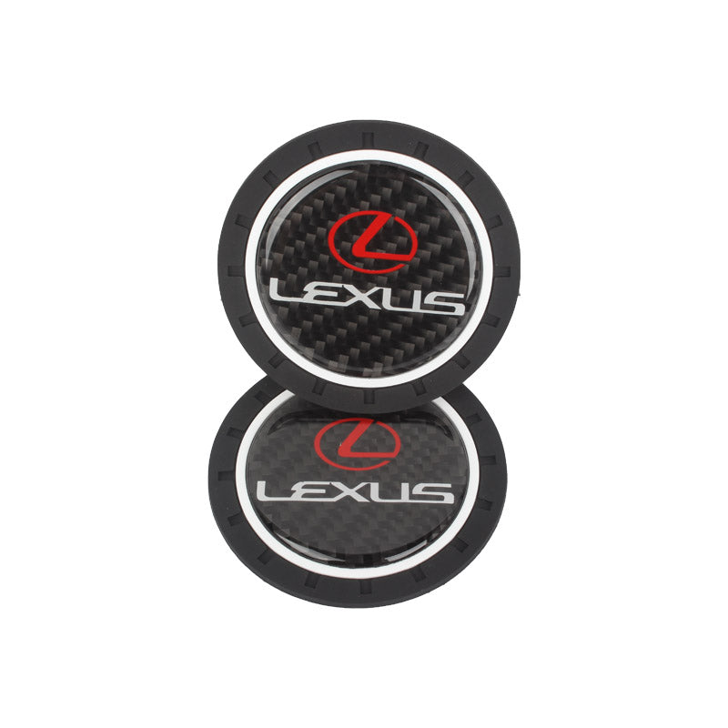 Brand New 2PCS Lexus Real Carbon Fiber Car Cup Holder Pad Water Cup Slot Non-Slip Mat Universal