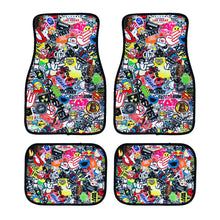 Load image into Gallery viewer, Brand New 4PCS UNIVERSAL JDM STICKERBOMB Racing Fabric Car Floor Mats Interior Carpets