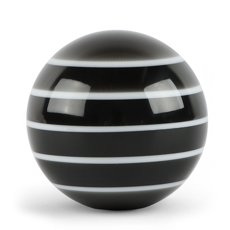 Brand New Jdm Universal Glossy Black W/White Stripes Round Ball Shifter Shift Knob M8 M10 M12