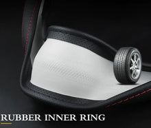 Load image into Gallery viewer, Brand New Universal Dodge Ram Black PVC Leather Steering Wheel Cover 14.5&quot;-15.5&quot; Inches