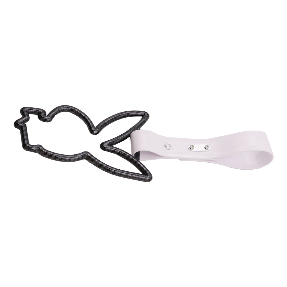 Brand New Playboy Bunny Shaped Carbon Fiber JDM TSURIKAWA Subway Bus Handle White Strap Charm Drift
