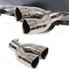 Brand New Universal Dual Silver Heart Shaped Stainless Steel Car Exhaust Pipe Muffler Tip Trim Bent