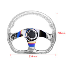 Load image into Gallery viewer, Brand New JDM Universal 6-Hole 326mm Vip Clear Crystal Bubble Burnt Blue Spoke Steering Wheel