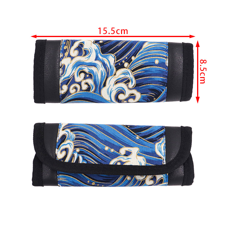 Brand New JDM Sakura Wave Blue Universal Car Handbrake PU Leather Sleeves Cover Kit