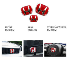 Load image into Gallery viewer, BRAND NEW 3PCS HONDA RED FRONT+REAR+STEERIING JDM EMBLEM SET FOR ACCORD 2018-2022 4DR SEDAN