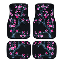 Load image into Gallery viewer, Brand New Universal 4PCS SAKURA FLOWER Racing Black Fabric Car Floor Mats Interior Carpets