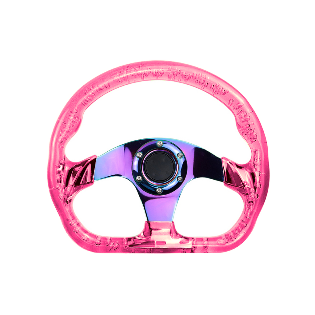 Brand New JDM Universal 6-Hole 326mm Vip Pink Crystal Bubble Neo Spoke Steering Wheel