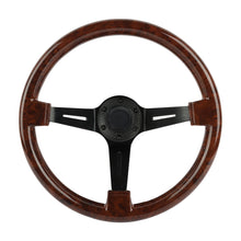 Load image into Gallery viewer, Brand New 350mm 14&quot; Universal JDM Deep Dish Dark Wood ABS Racing Steering Wheel Black Spoke