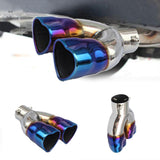 Brand New Universal Dual Burnt Blue Heart Shaped Stainless Steel Car Exhaust Pipe Muffler Tip Trim Straight
