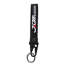 Load image into Gallery viewer, BRAND New JDM POWER Black Racing Keychain Metal key Ring Hook Strap Lanyard Universal