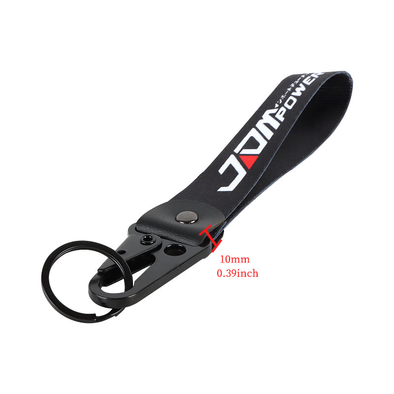 BRAND New JDM POWER Black Racing Keychain Metal key Ring Hook Strap Lanyard Universal