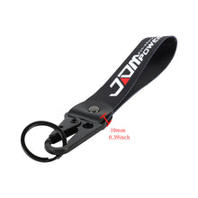 Load image into Gallery viewer, BRAND New JDM POWER Black Racing Keychain Metal key Ring Hook Strap Lanyard Universal