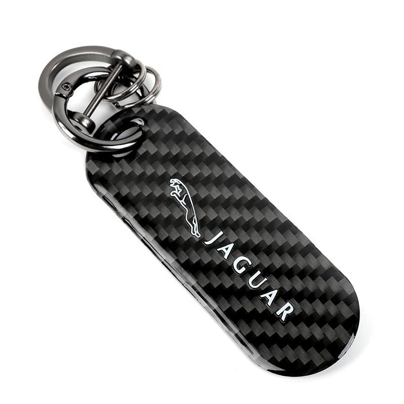 Brand New Universal 100% Real Carbon Fiber Keychain Key Ring For Jaguar