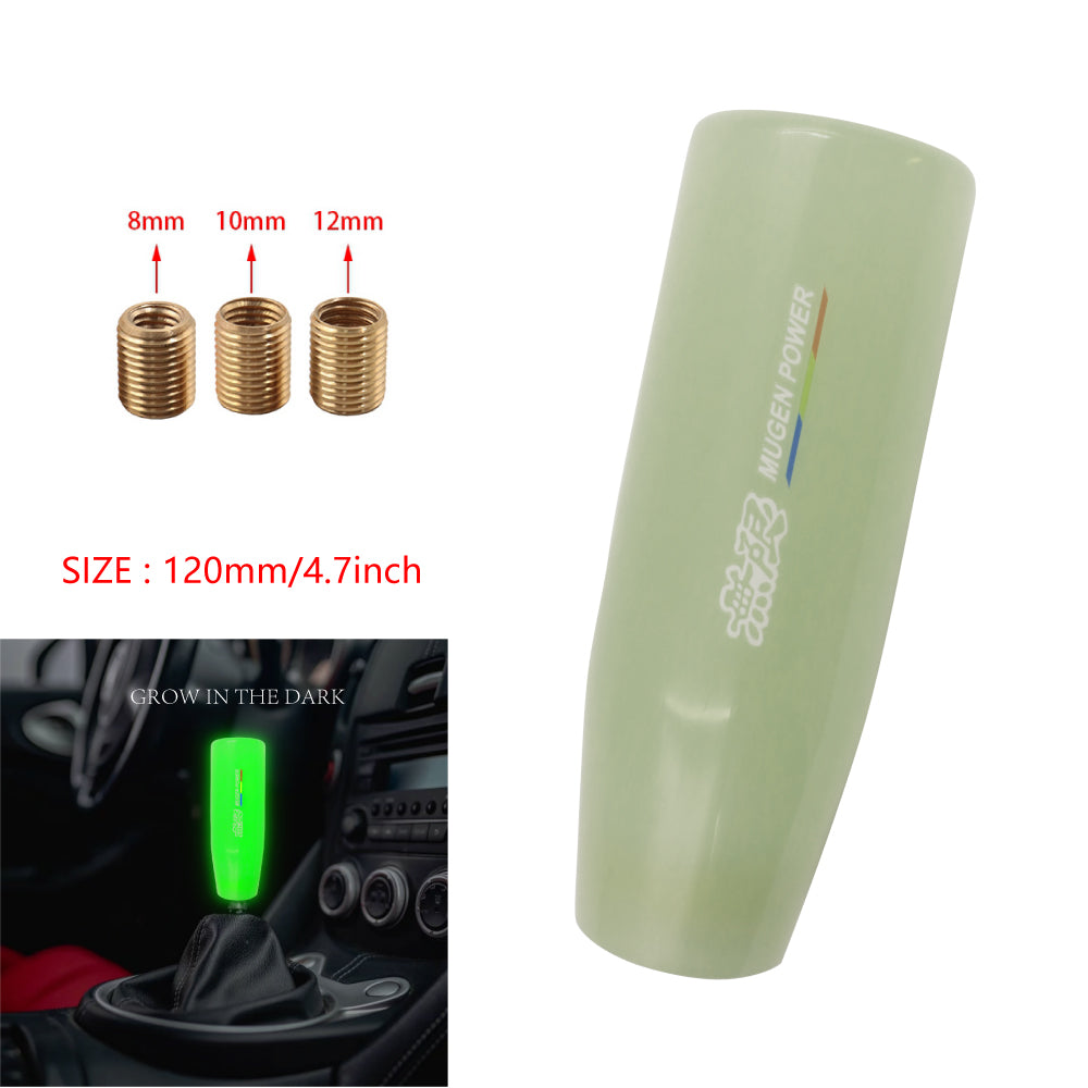 Brand New Universal 12CM Mugen Glow in the Dark Green Pearl Long Stick Manual Car Gear Shift Knob Shifter M8 M10 M12