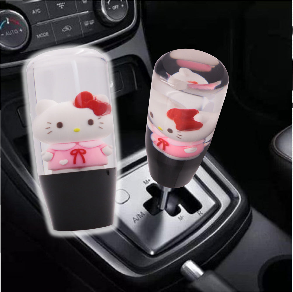 Brand New Universal Hello Kitty Character Crystal Clear Stick Car Manual Gear Shift Knob Shifter Lever Cover