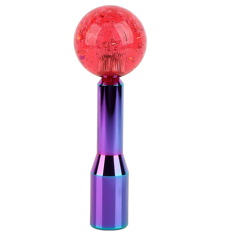 BRAND NEW UNIVERSAL V2 CRYSTAL BUBBLE RED ROUND BALL SHIFT KNOB MANUAL CAR RACING GEAR M8 M10 M12 & Neo Chrome Shifter Extender Extension