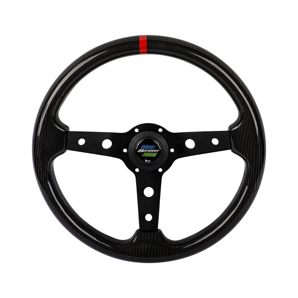 Brand New 350mm 14" Universal JDM SPOON SPORTS Black Real Carbon Fiber Steering Wheel