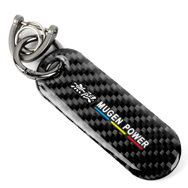 Brand New Universal 100% Real Carbon Fiber Keychain Key Ring Mugen Power