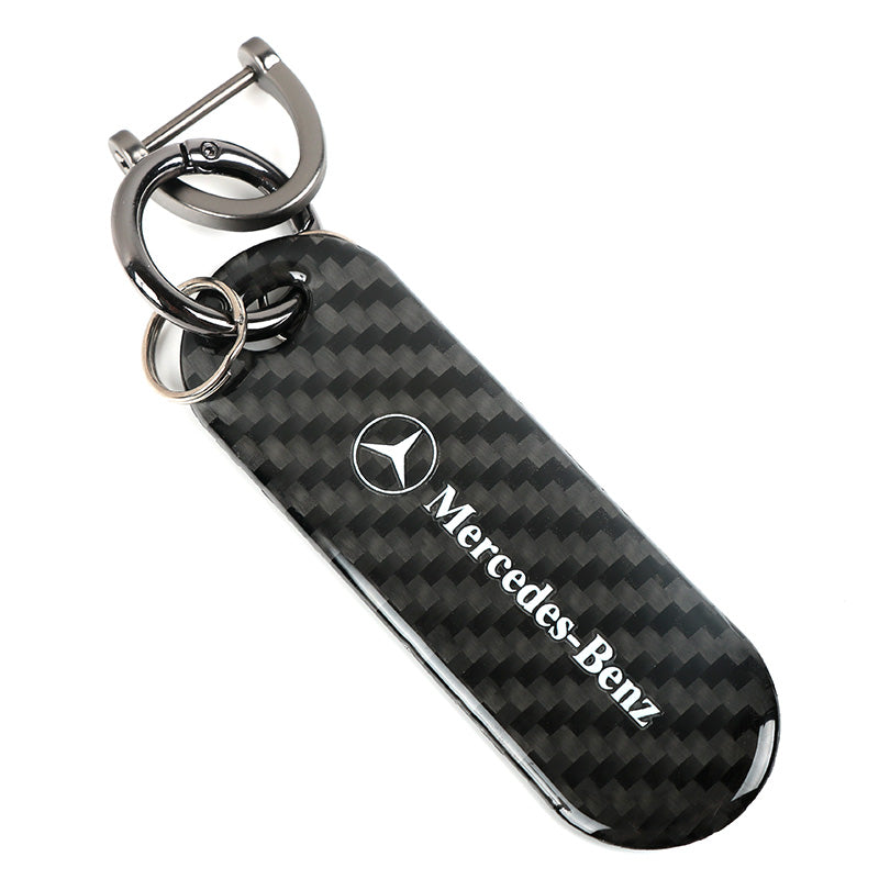 Brand New Universal 100% Real Carbon Fiber Keychain Key Ring For Mercedes-Benz