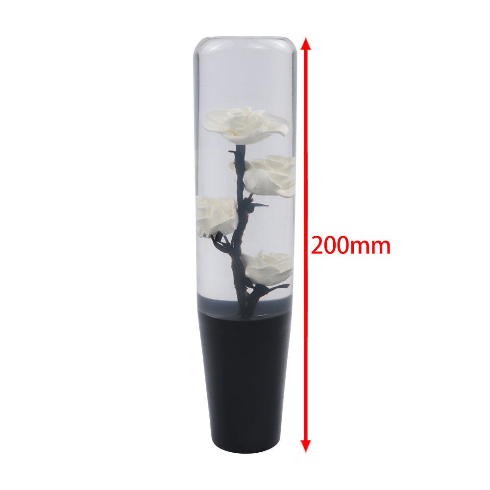Brand New 1PCS Universal 20CM JDM Clear White Real Flowers Manual Car Black Base Racing Stick Shift Knob M8 M10 M12