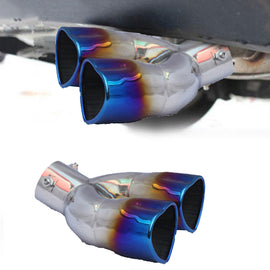 Brand New Universal Dual Burnt Blue Heart Shaped Stainless Steel Car Exhaust Pipe Muffler Tip Trim Bent