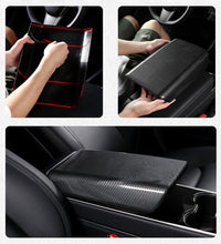 Load image into Gallery viewer, Brand New Carbon Fiber Look Center Console Armrest Box Cover For 2017-2022 Tesla Model 3 &amp; Model Y