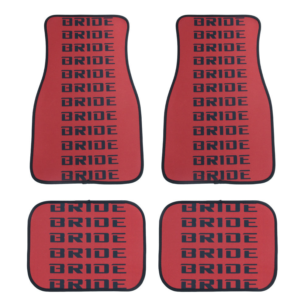 Brand New 4PCS UNIVERSAL BRIDE RED/BLACK Racing Fabric Car Floor Mats Interior Carpets