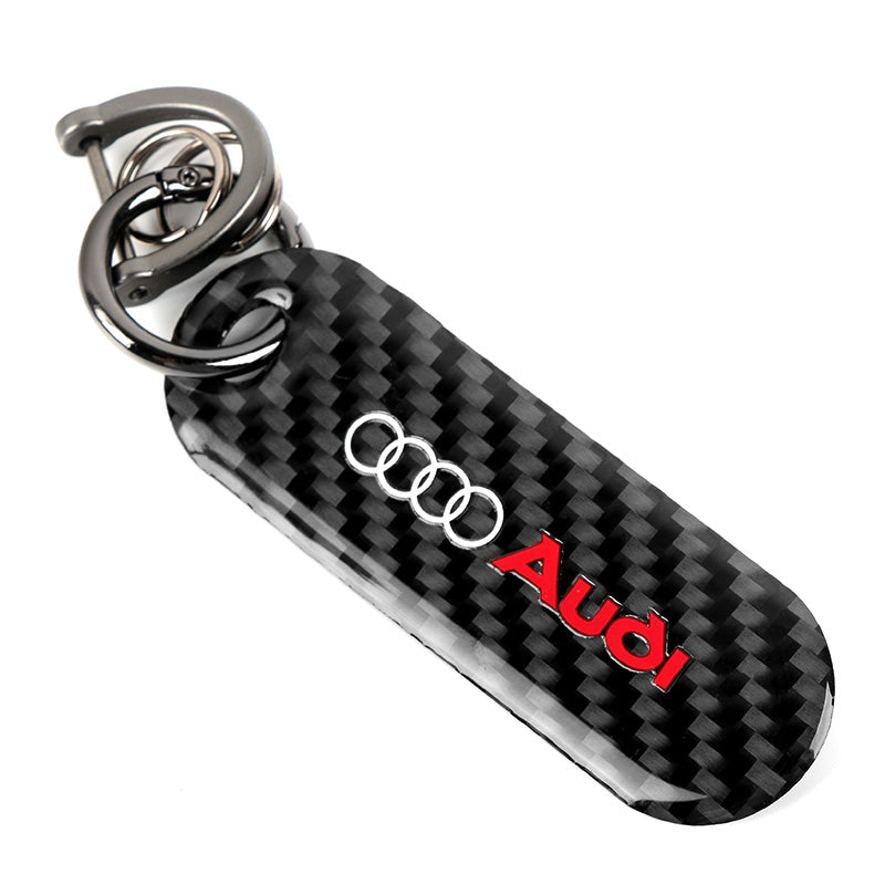 Brand New Universal 100% Real Carbon Fiber Keychain Key Ring For Audi