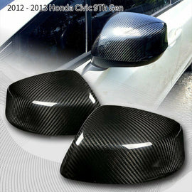 Brand New 2012-2013 Honda Civic 9th Gen 4DR Sedan Real Carbon Fiber Side View Mirror Cover Caps